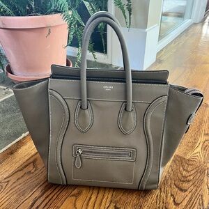 Celine Taupe Leather Tote Bag